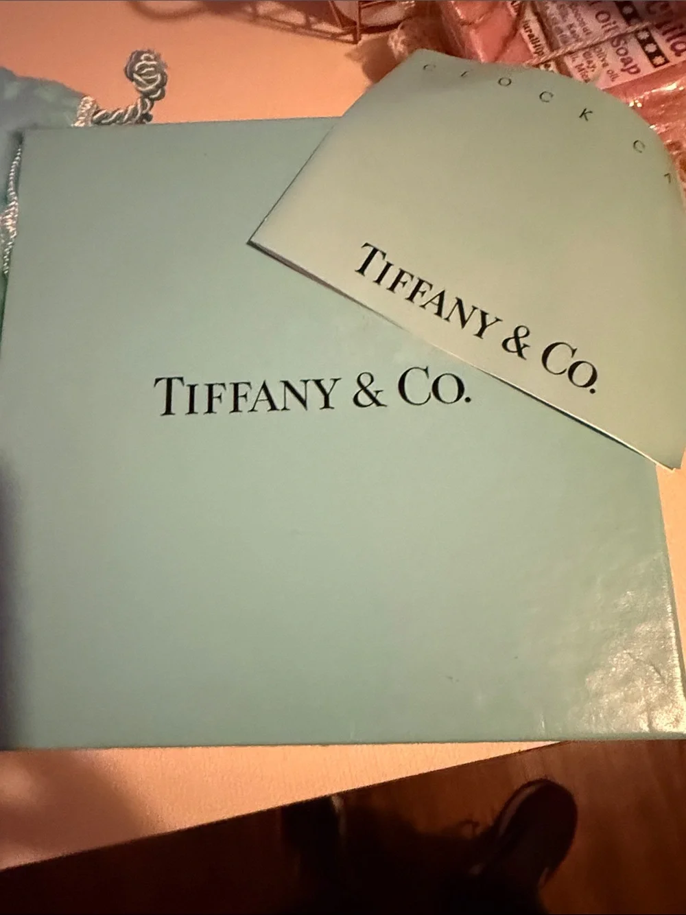 Tiffany & Co. Gold and White Mantel Clock with Roman Dial
